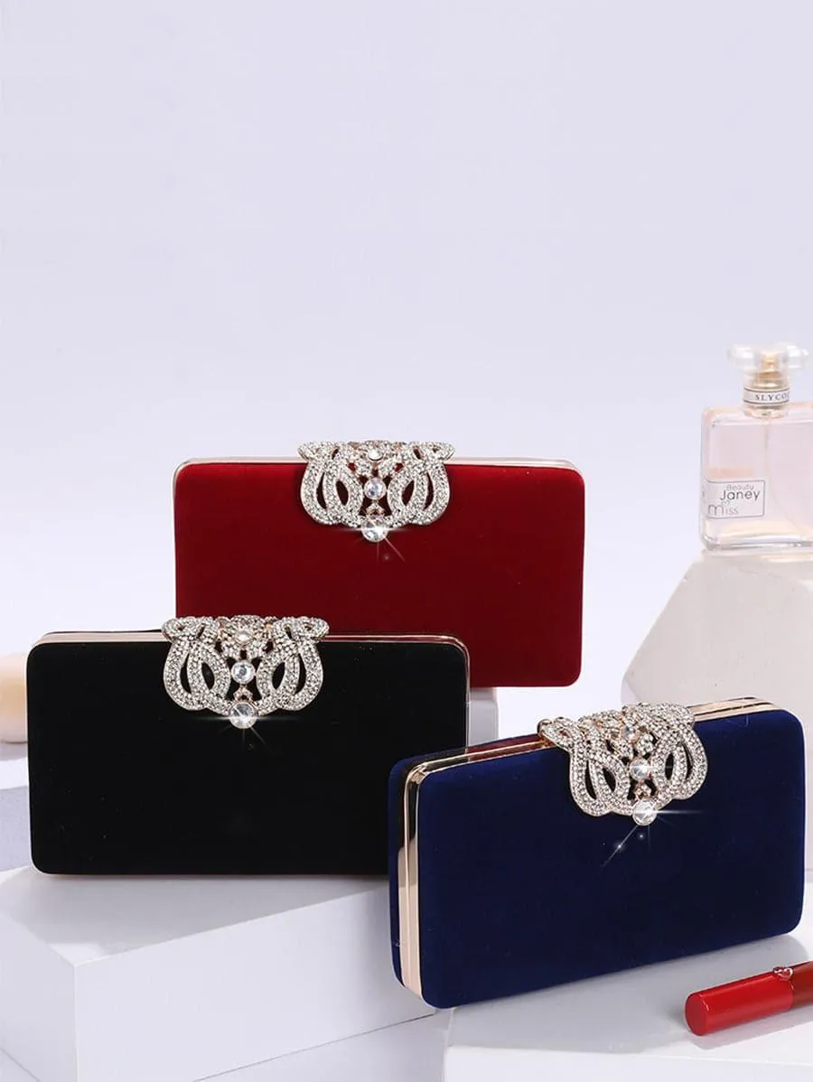 Shine Inlay Rhinestone Evening Box Clutch bag Shoulder MNBF008