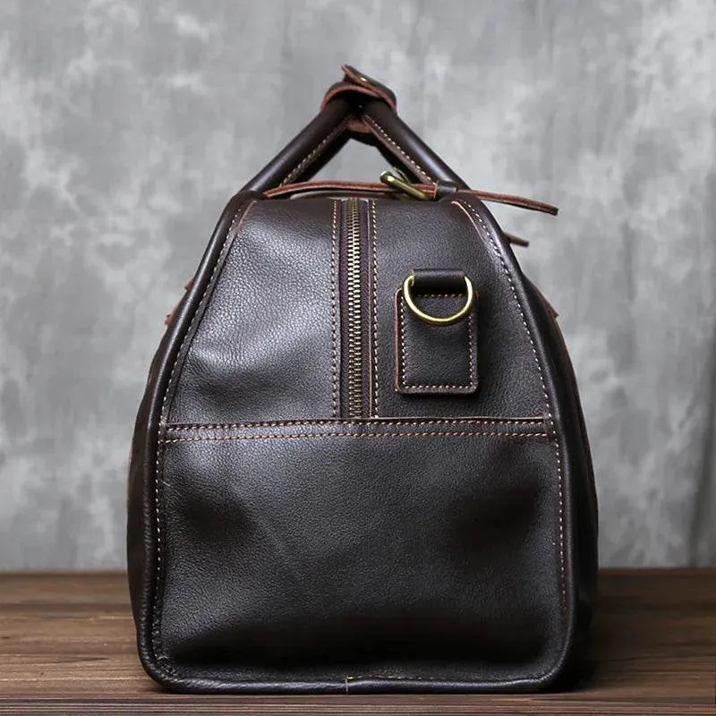 Short Distance Travel Genuine Leather Crossbody Travel Bag For Men's Top Layer Cowhide Large Capacity Casual Hand Luggage Bag