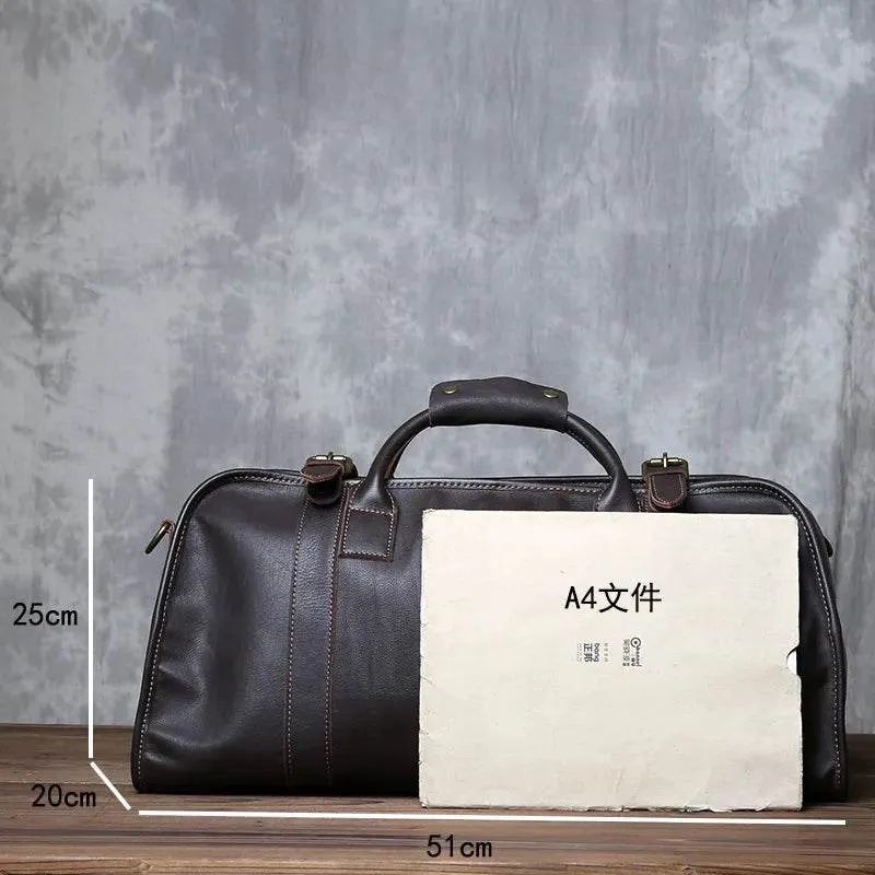 Short Distance Travel Genuine Leather Crossbody Travel Bag For Men's Top Layer Cowhide Large Capacity Casual Hand Luggage Bag