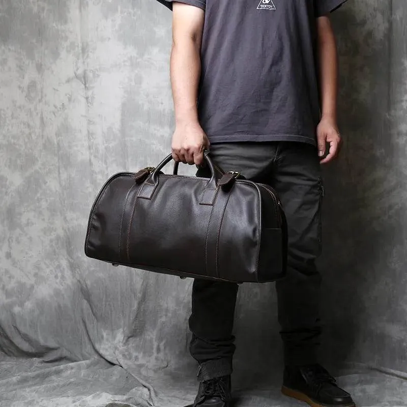 Short Distance Travel Genuine Leather Crossbody Travel Bag For Men's Top Layer Cowhide Large Capacity Casual Hand Luggage Bag