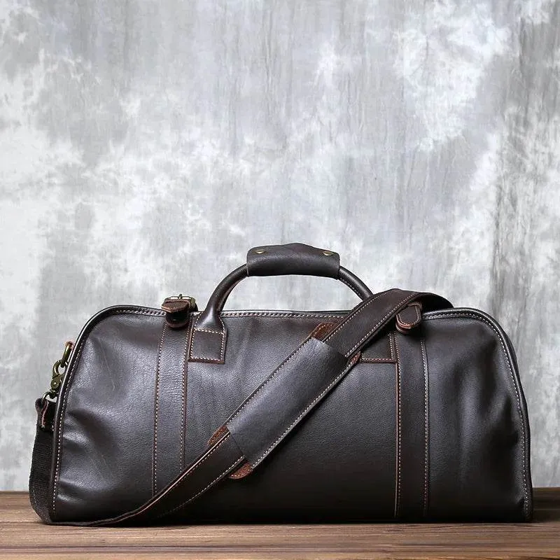 Short Distance Travel Genuine Leather Crossbody Travel Bag For Men's Top Layer Cowhide Large Capacity Casual Hand Luggage Bag