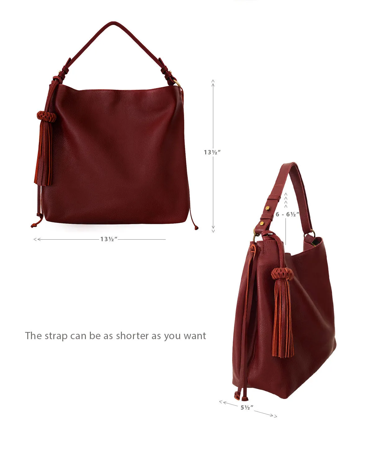 Shoulder Bag Bacalar Bis Burgundy / Maroon Leather