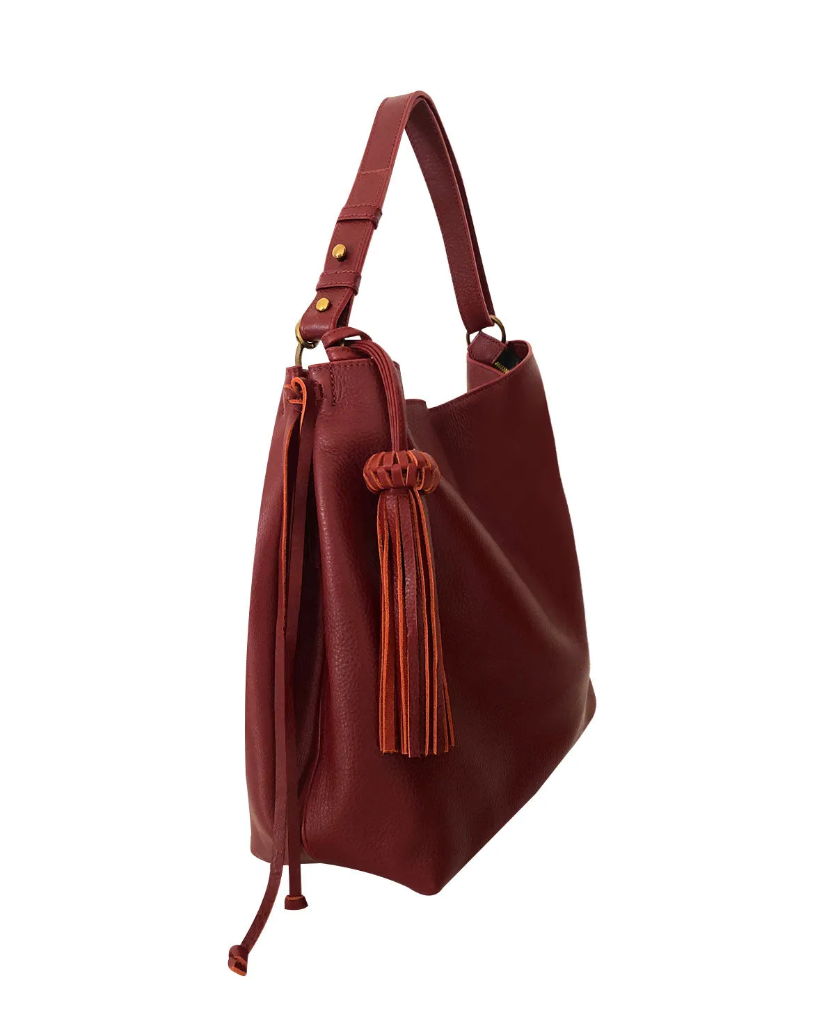 Shoulder Bag Bacalar Bis Burgundy / Maroon Leather