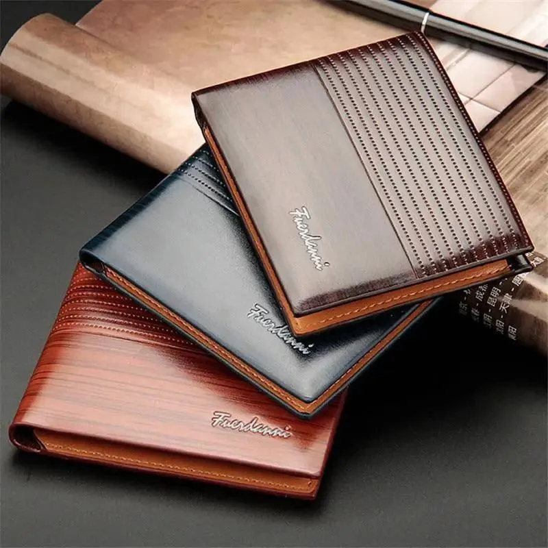 Simple Thin Leather Card Holders Vintage Brown Small Men Business Wallets Classic Design Wallets For Men