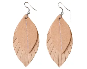 Single-Tone Feather Earrings - Blush