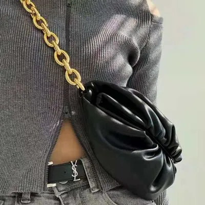Small chest packs chains crossbody bags cow leather