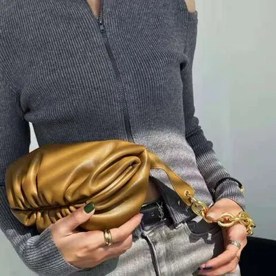 Small chest packs chains crossbody bags cow leather