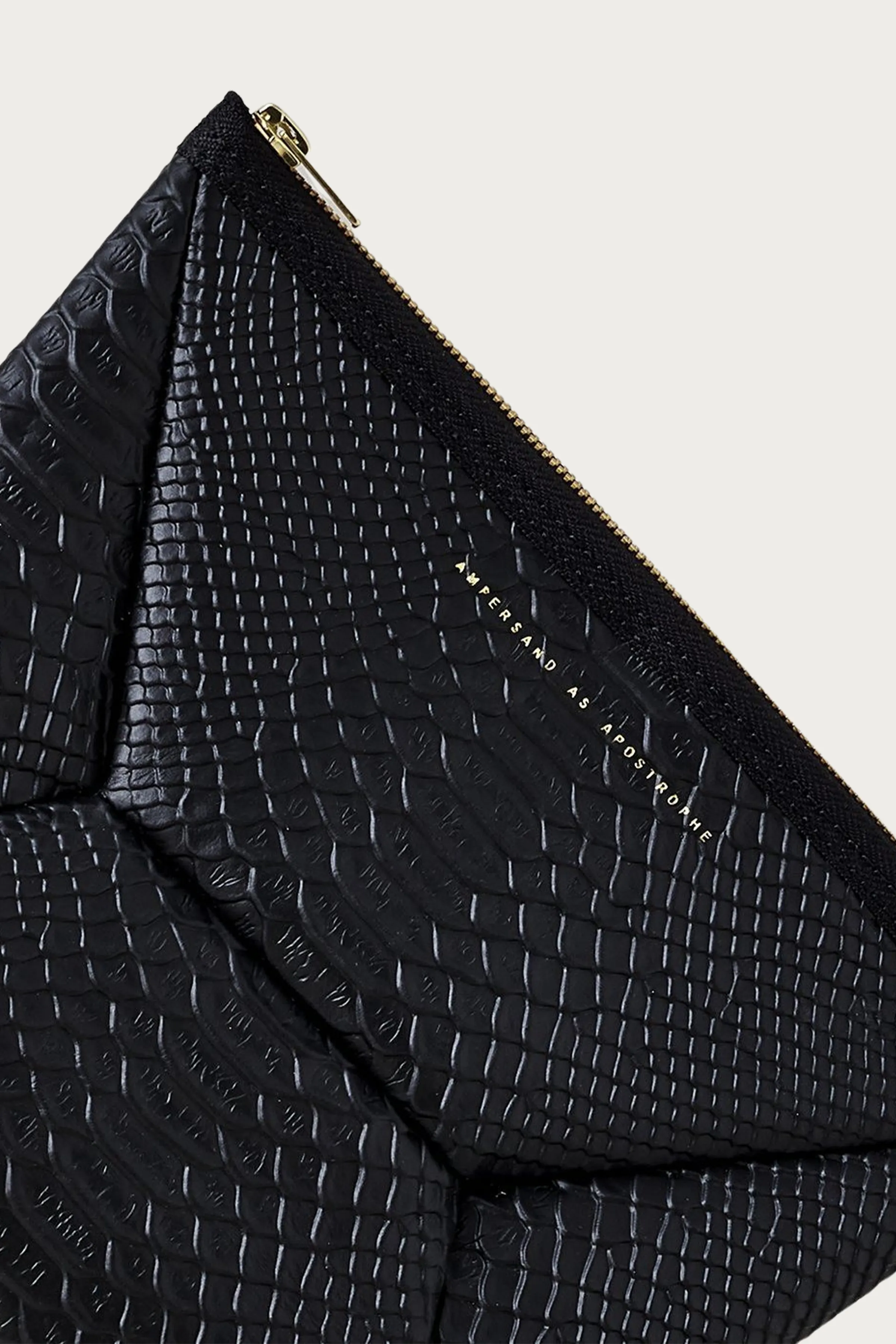 SNAKE-EFFECT LEATHER X-POUCH CLUTCH