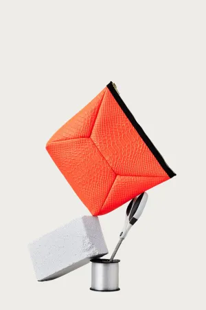 SNAKE-EFFECT LEATHER X-POUCH CLUTCH