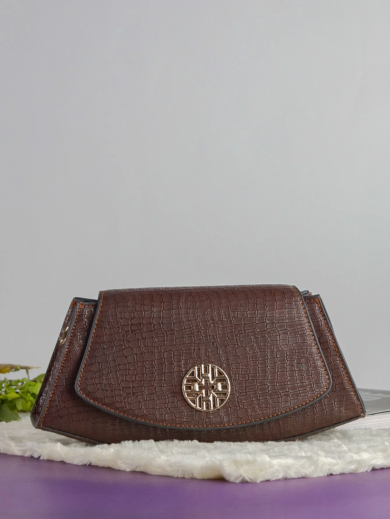 Snakeskin Pattern Flap Chain Evening Bag - Coffee Brown - FD ⚡