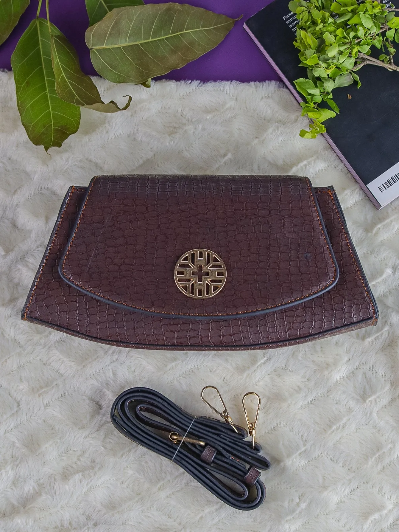 Snakeskin Pattern Flap Chain Evening Bag - Coffee Brown - FD ⚡