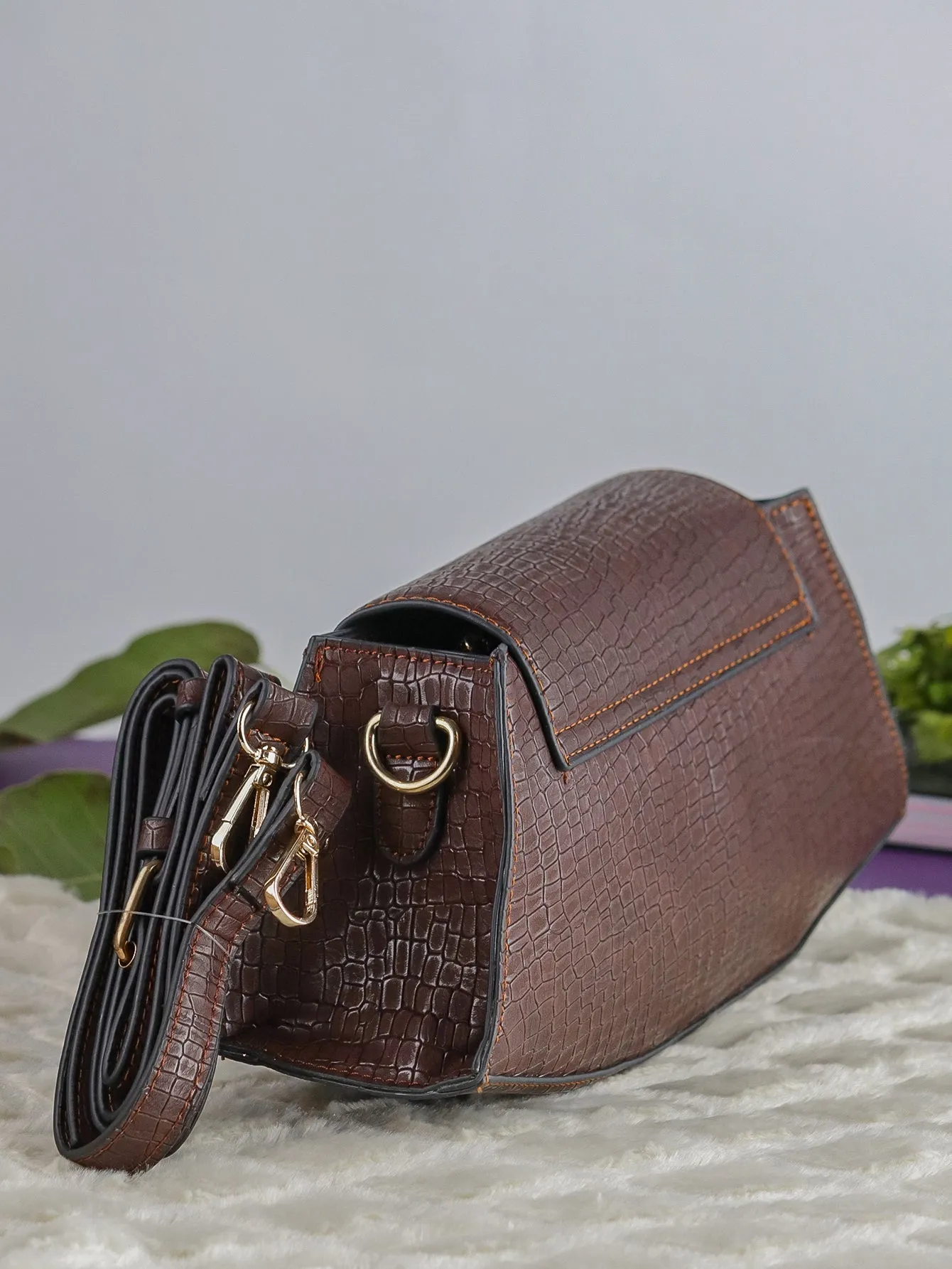 Snakeskin Pattern Flap Chain Evening Bag - Coffee Brown - FD ⚡