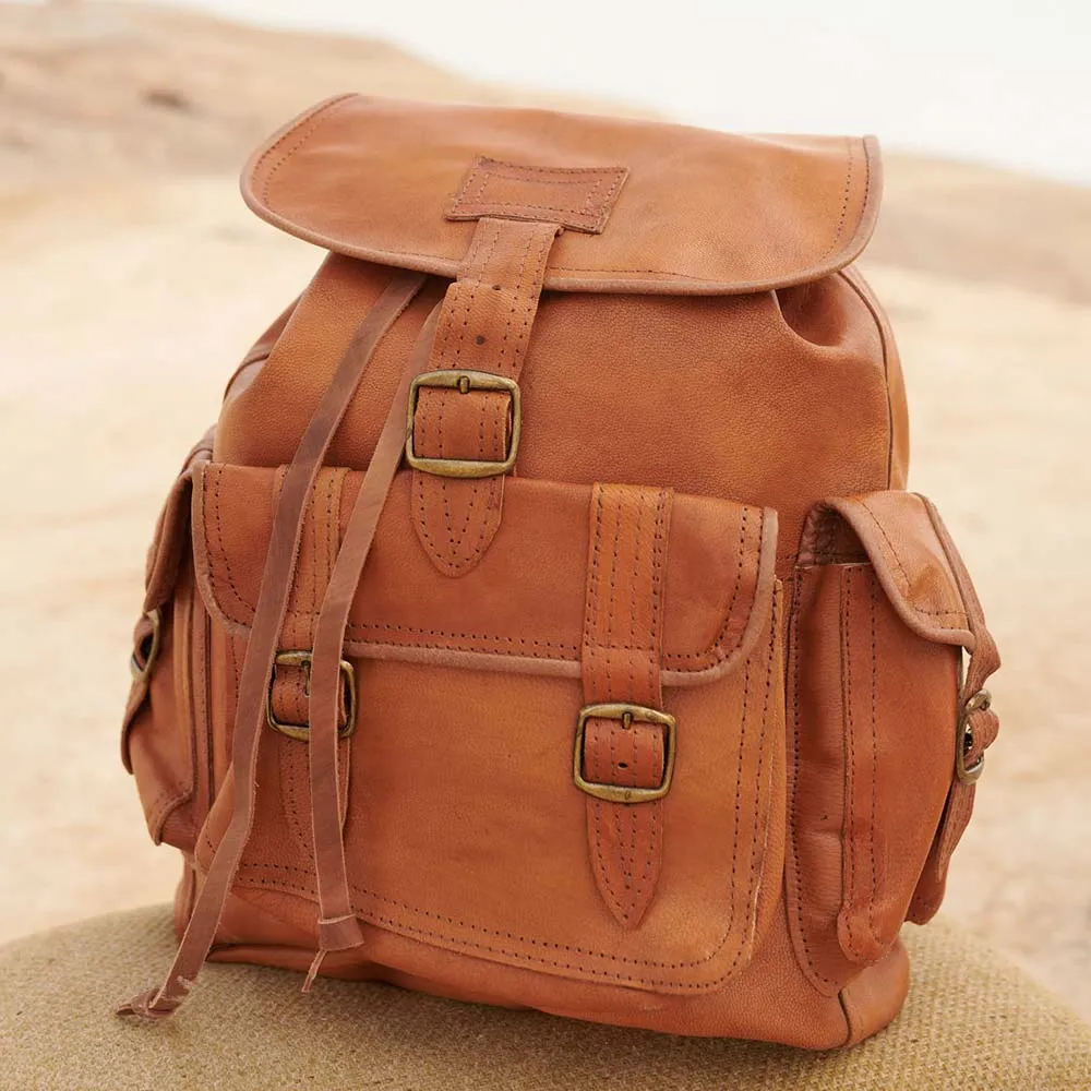 Soft Leather Shoulder Strap Backpack | Brown