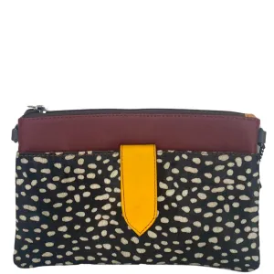 Soruka Nikki Leather Wristlet Bag - Wine Dalmatian