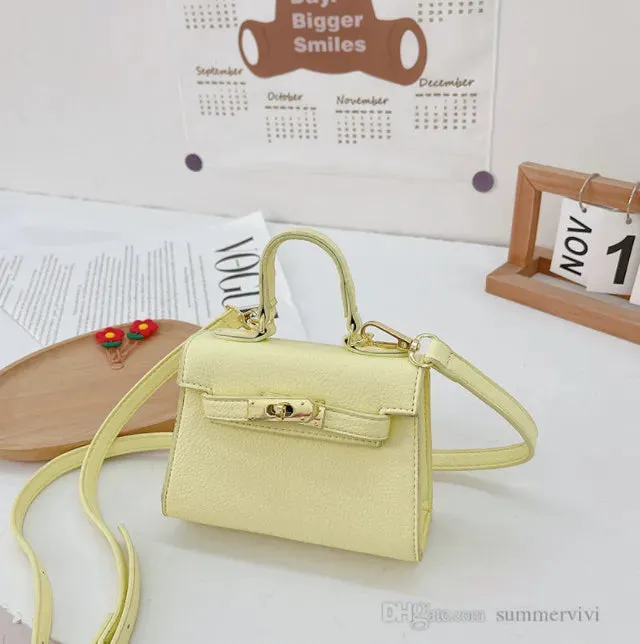 Spring Girls Candy Color Handbags Children Crossbody Lipstick Bag Old Kids PU Leather One-shoulder Bags Mini Purse