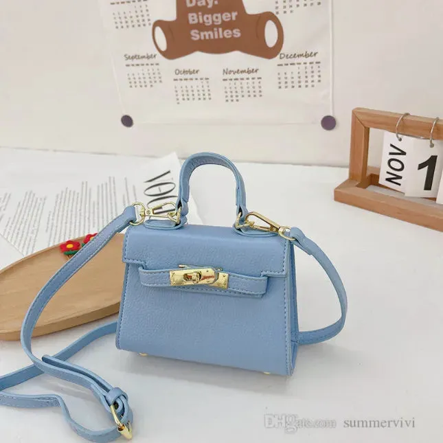 Spring Girls Candy Color Handbags Children Crossbody Lipstick Bag Old Kids PU Leather One-shoulder Bags Mini Purse