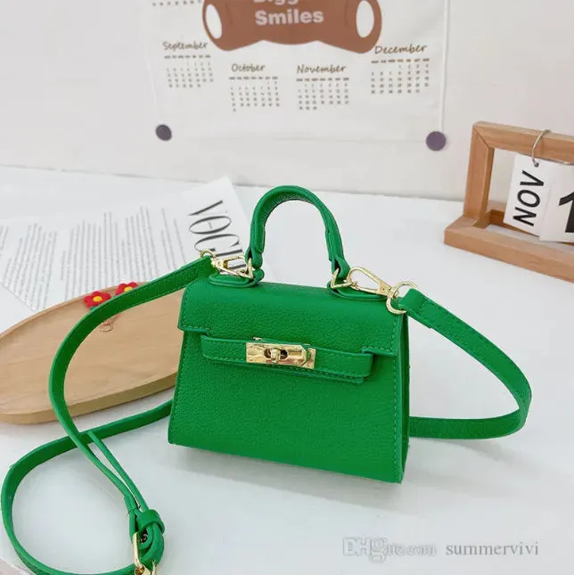 Spring Girls Candy Color Handbags Children Crossbody Lipstick Bag Old Kids PU Leather One-shoulder Bags Mini Purse