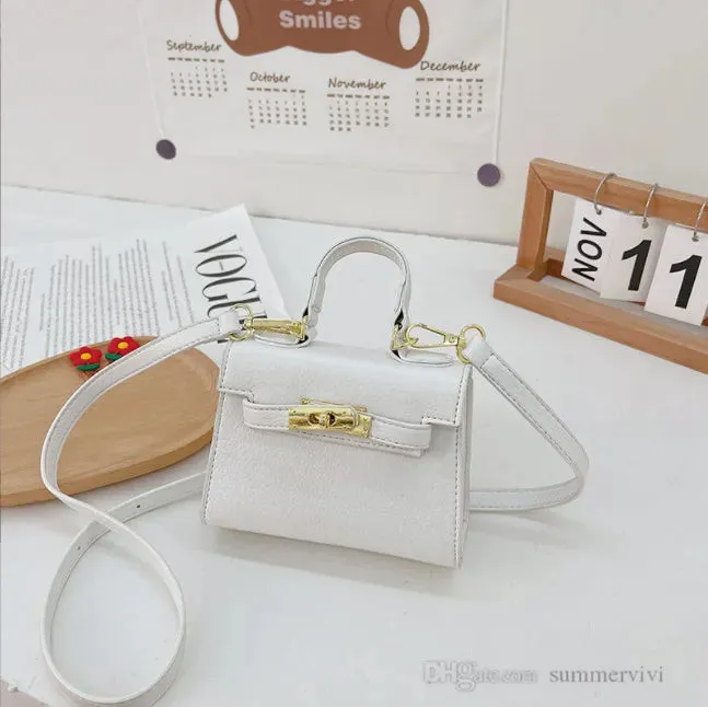Spring Girls Candy Color Handbags Children Crossbody Lipstick Bag Old Kids PU Leather One-shoulder Bags Mini Purse