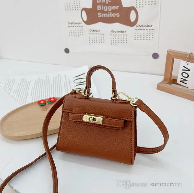 Spring Girls Candy Color Handbags Children Crossbody Lipstick Bag Old Kids PU Leather One-shoulder Bags Mini Purse