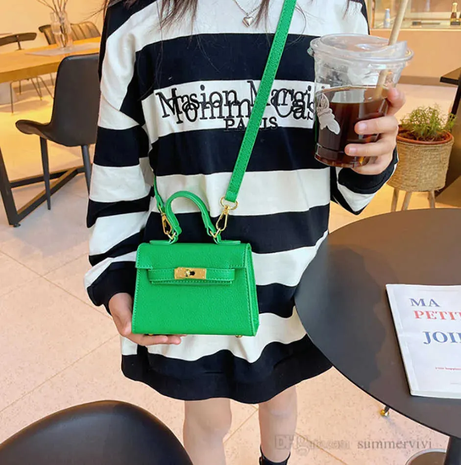 Spring Girls Candy Color Handbags Children Crossbody Lipstick Bag Old Kids PU Leather One-shoulder Bags Mini Purse