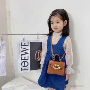 Spring Girls Candy Color Handbags Children Crossbody Lipstick Bag Old Kids PU Leather One-shoulder Bags Mini Purse