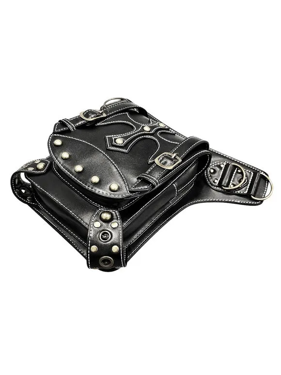 Steampunk Lolita Bag Black PU Leather Rivets PU Leather Backpack Gothic Lolita Accessories
