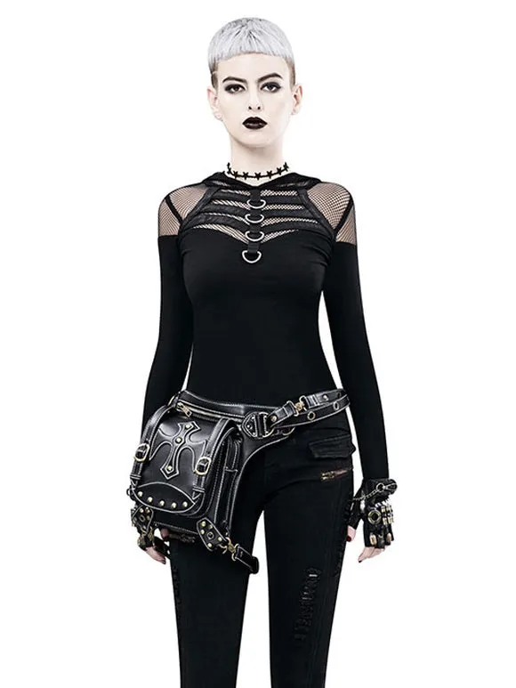 Steampunk Lolita Bag Black PU Leather Rivets PU Leather Backpack Gothic Lolita Accessories