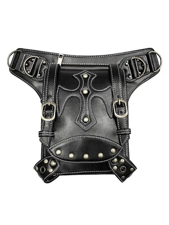 Steampunk Lolita Bag Black PU Leather Rivets PU Leather Backpack Gothic Lolita Accessories