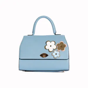 Tatum Handbag in Blue Pebble Grain Leather