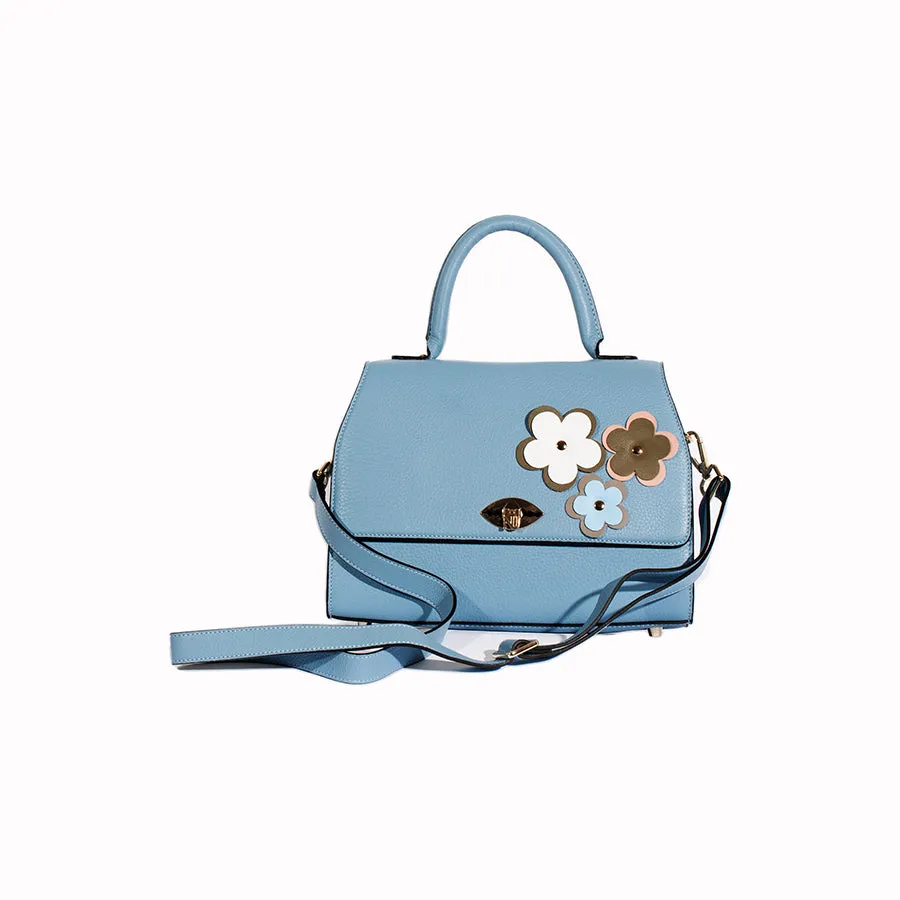 Tatum Handbag in Blue Pebble Grain Leather
