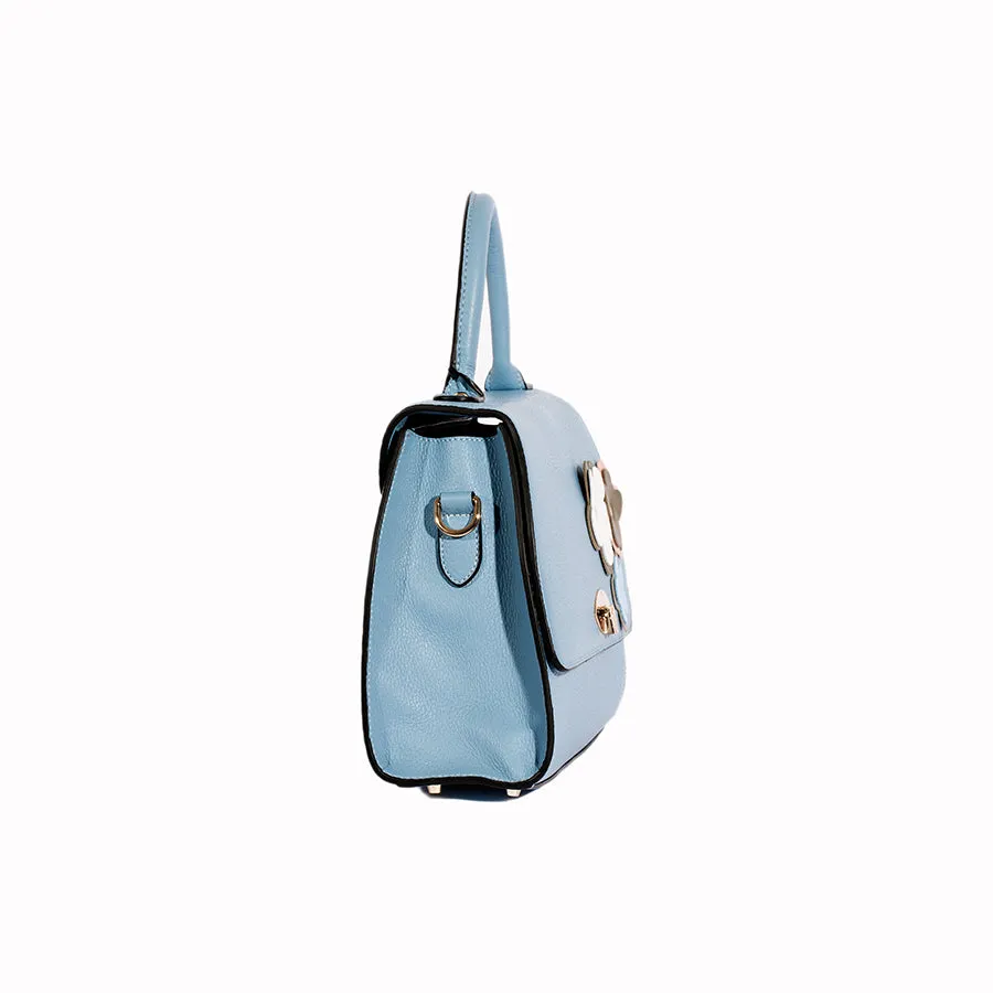 Tatum Handbag in Blue Pebble Grain Leather