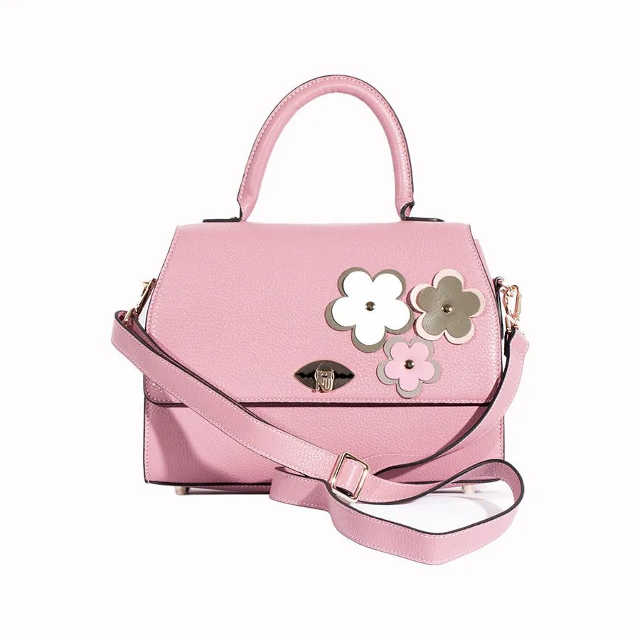 Tatum Handbag in Cherry Pink Pebble Grain Leather