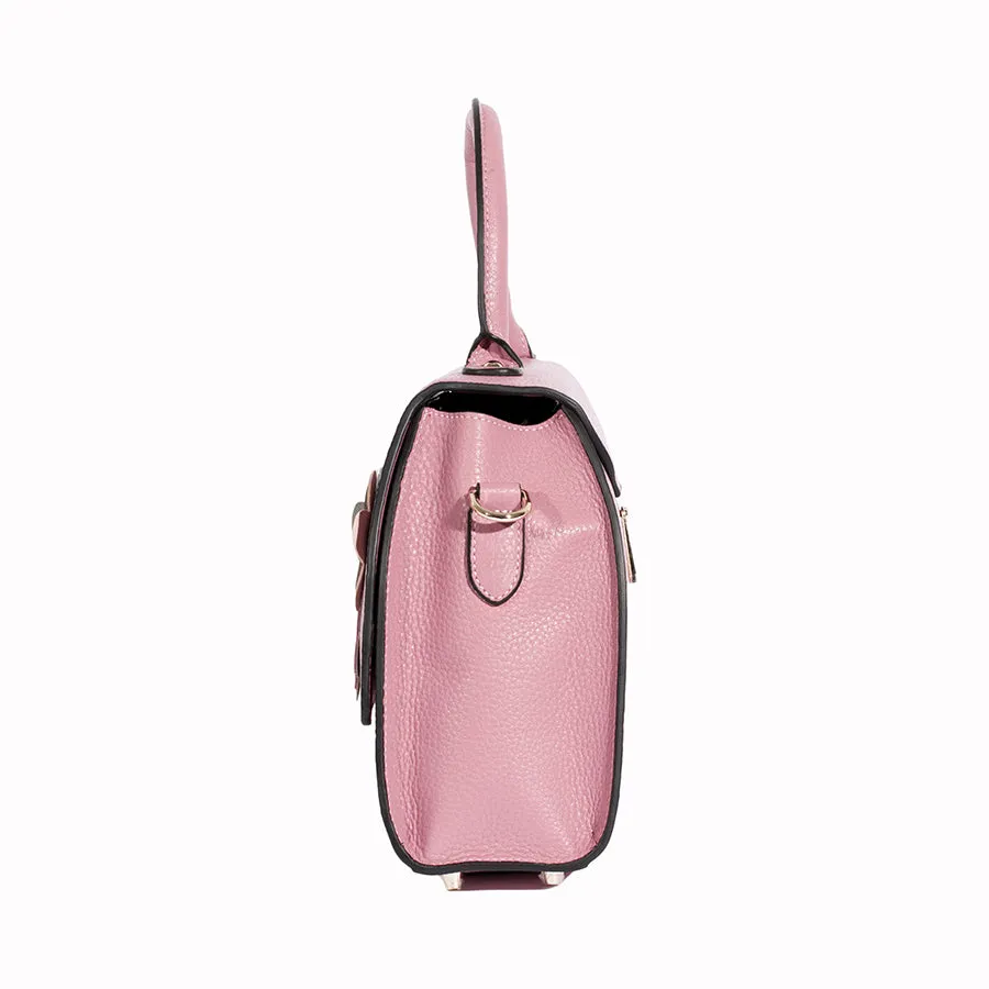 Tatum Handbag in Cherry Pink Pebble Grain Leather
