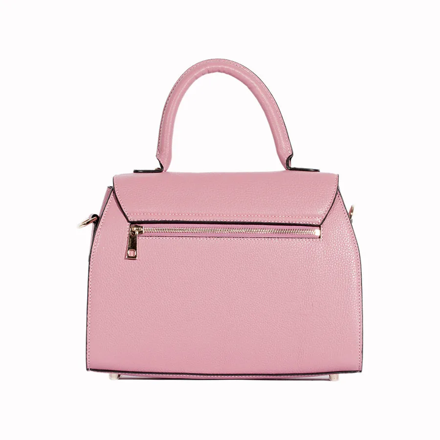 Tatum Handbag in Cherry Pink Pebble Grain Leather