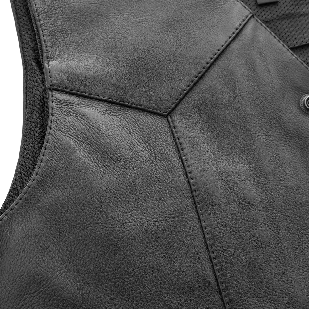 Texan Black Men's Motorcycle Western Style Leather Vest- Extreme Biker Leather