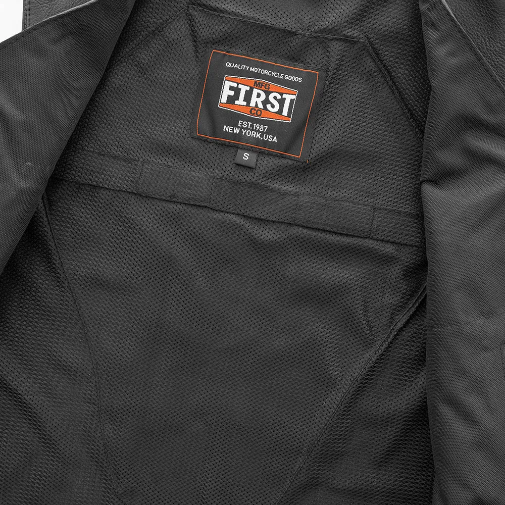 Texan Black Men's Motorcycle Western Style Leather Vest- Extreme Biker Leather