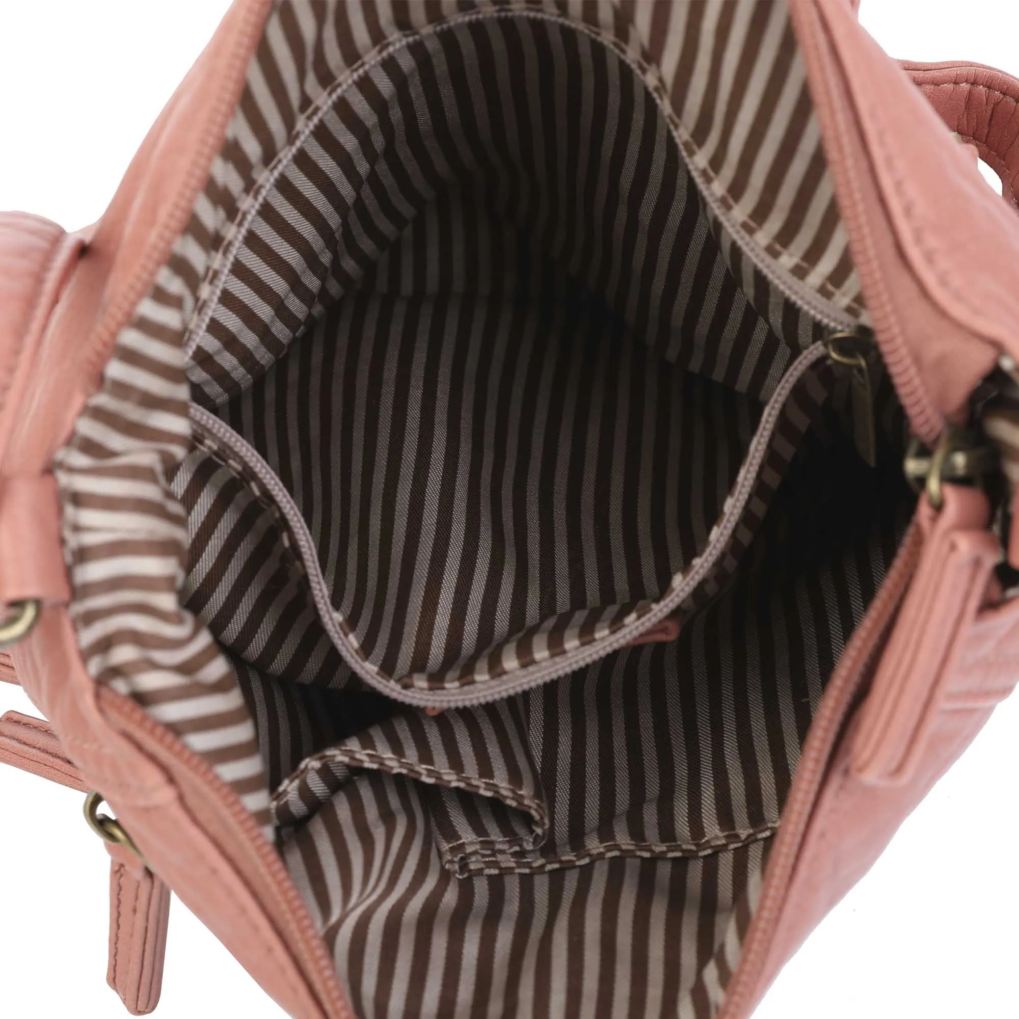 The Camile Three Zip Crossbody - Peach