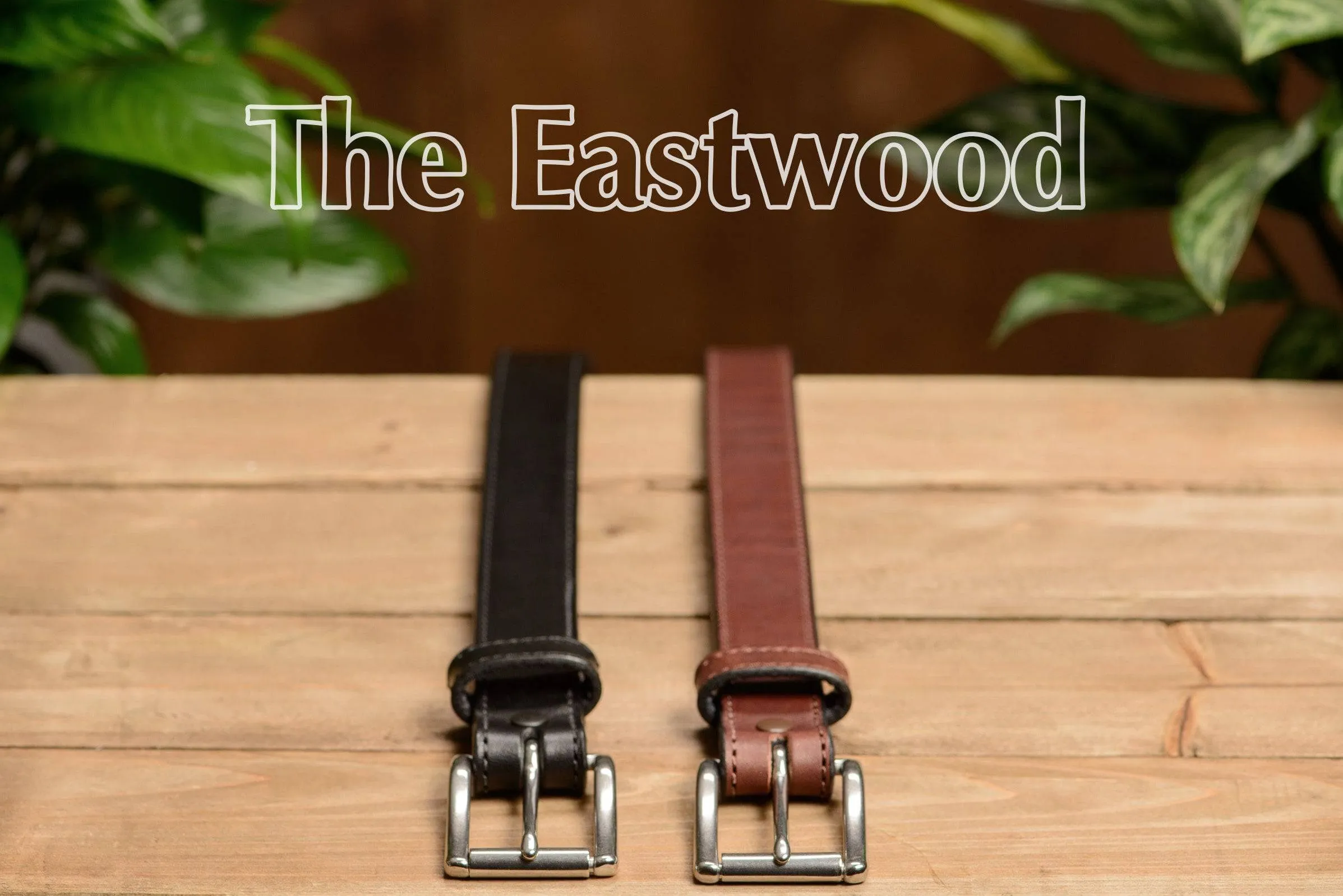 The Eastwood: Men's Brown Stitched Leather Belt Max Thick 1.25"