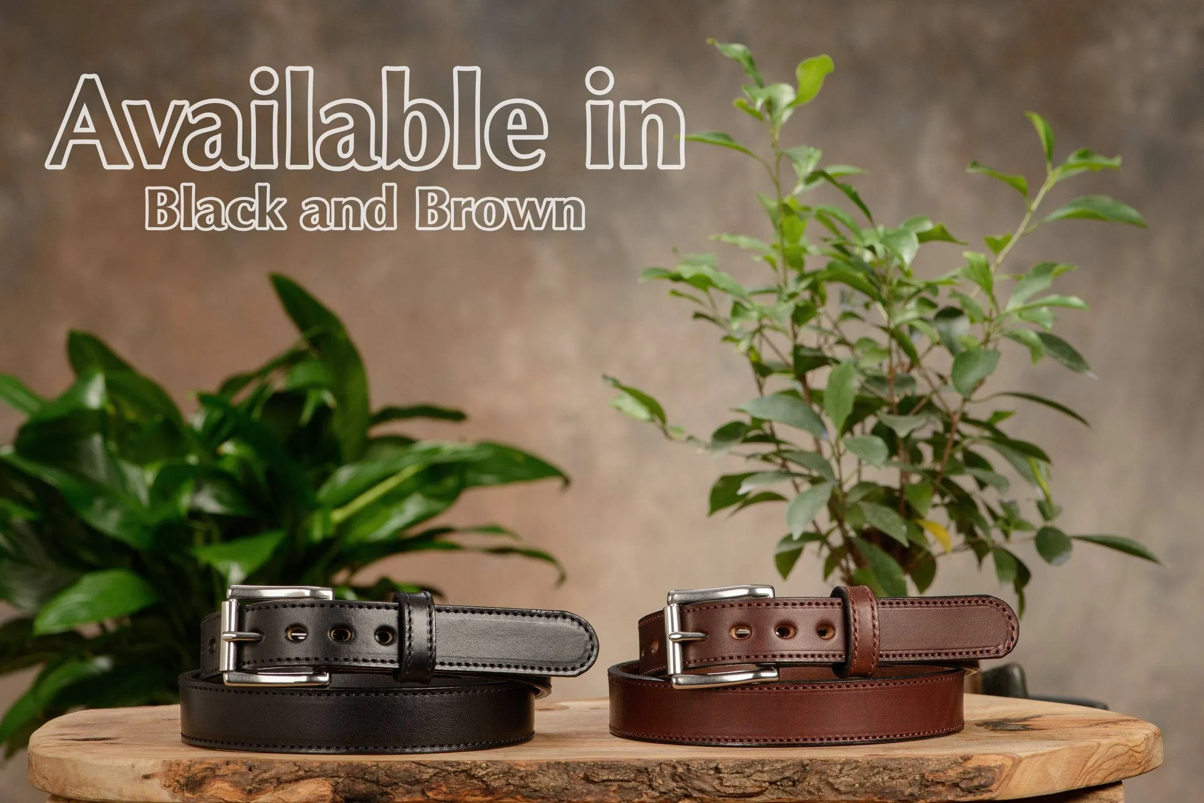The Eastwood: Men's Brown Stitched Leather Belt Max Thick 1.25"
