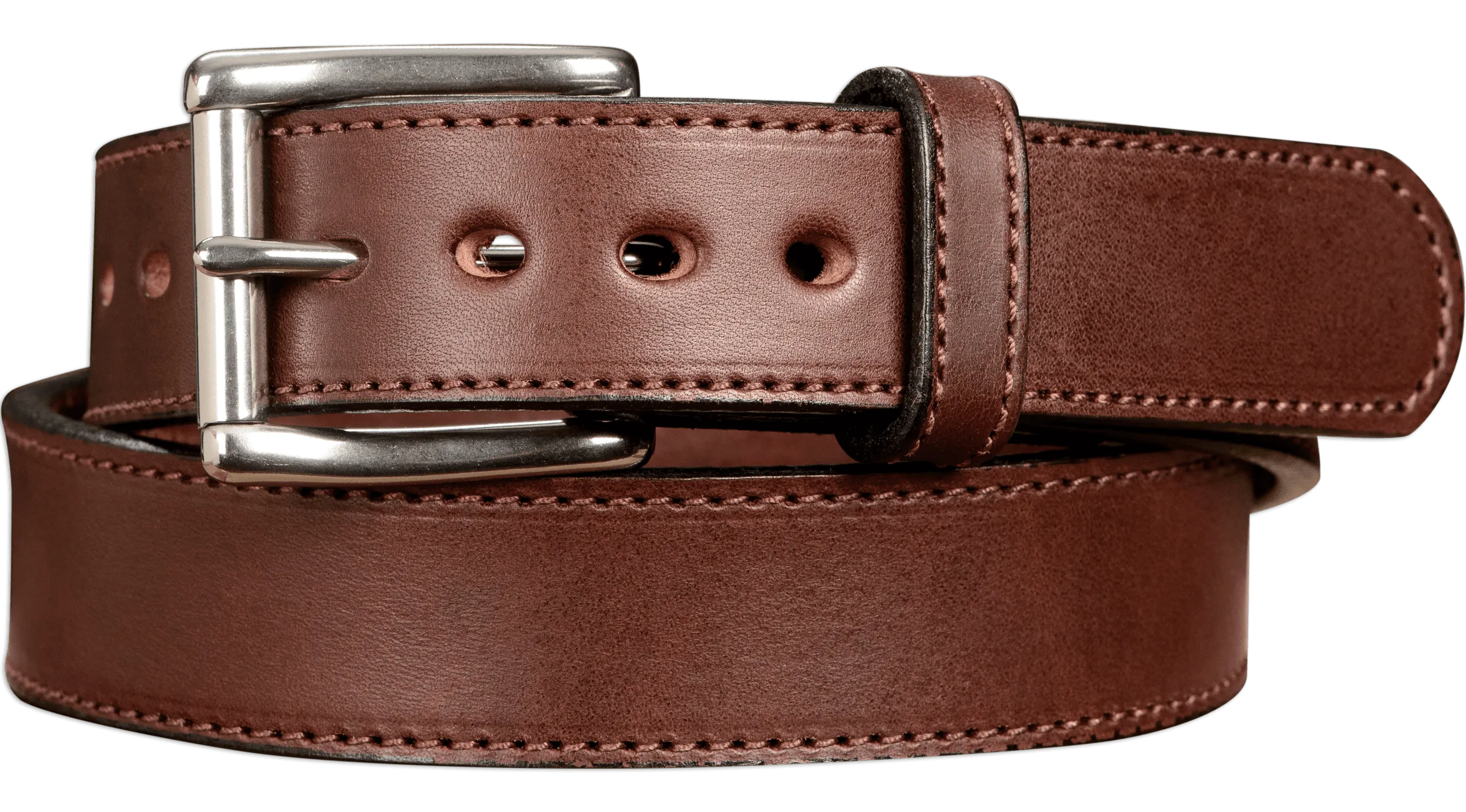 The Eastwood: Men's Brown Stitched Leather Belt Max Thick 1.50"