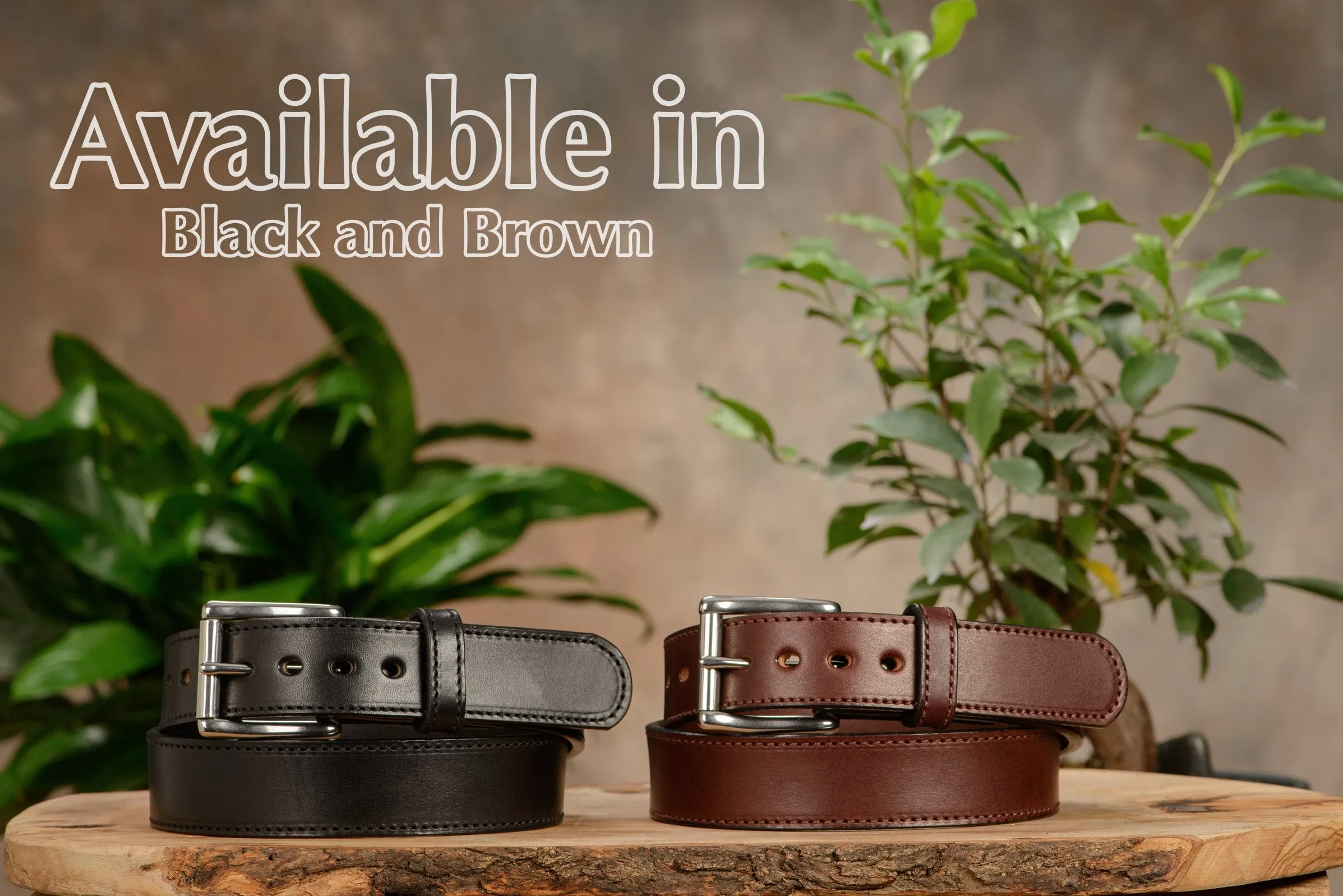 The Eastwood: Men's Brown Stitched Leather Belt Max Thick 1.50"