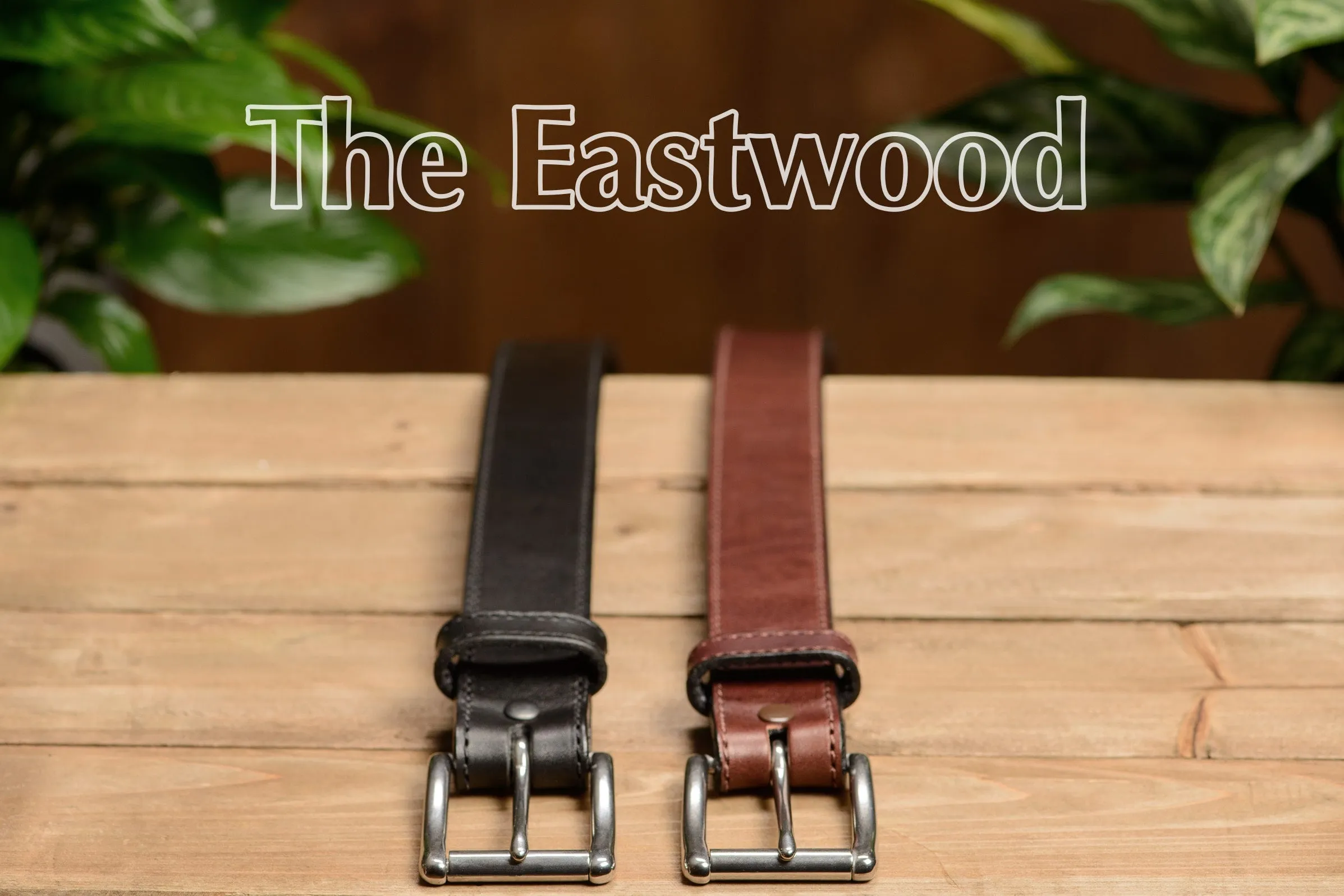 The Eastwood: Men's Brown Stitched Leather Belt Max Thick 1.50"