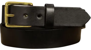 The Maverick: Men's Black Non Stitched Leather Belt With Brass 1.50"