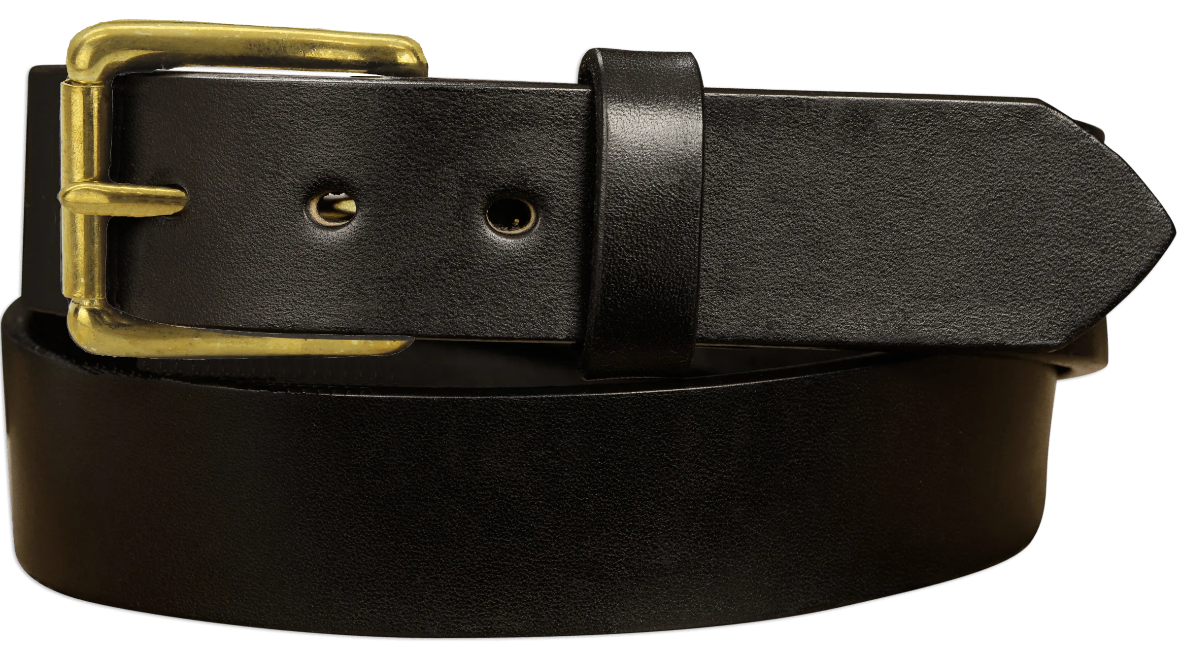 The Maverick: Men's Black Non Stitched Leather Belt With Brass 1.50"