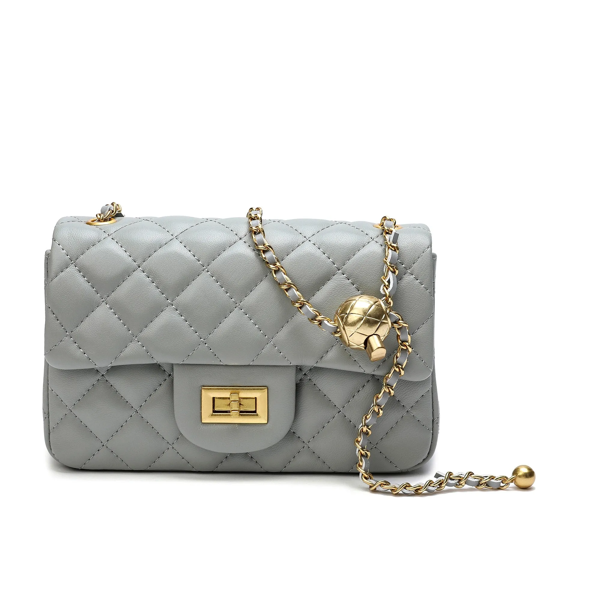 Tiffany & Fred Quilted Sheepskin Leather Crossbody Bag