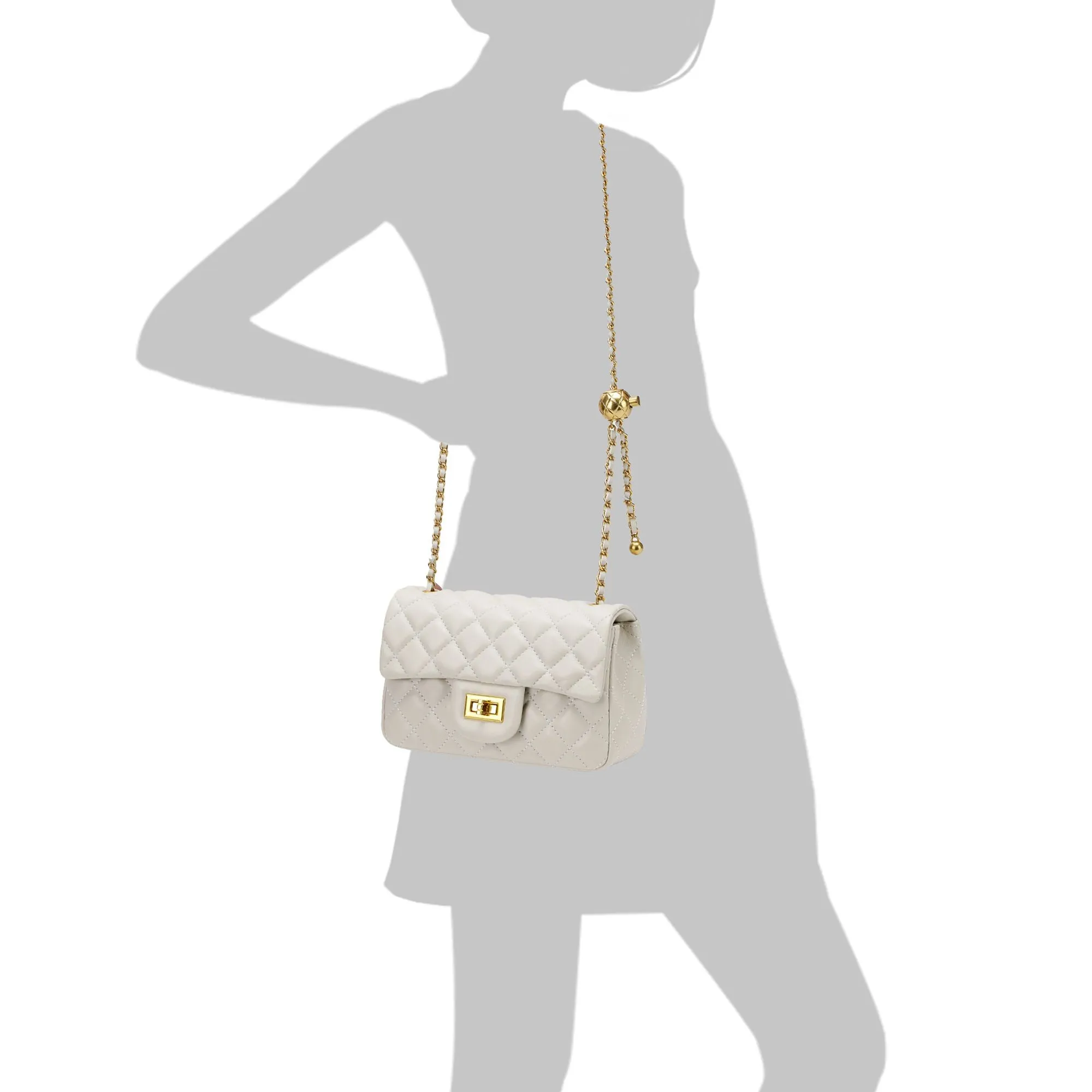 Tiffany & Fred Quilted Sheepskin Leather Crossbody Bag