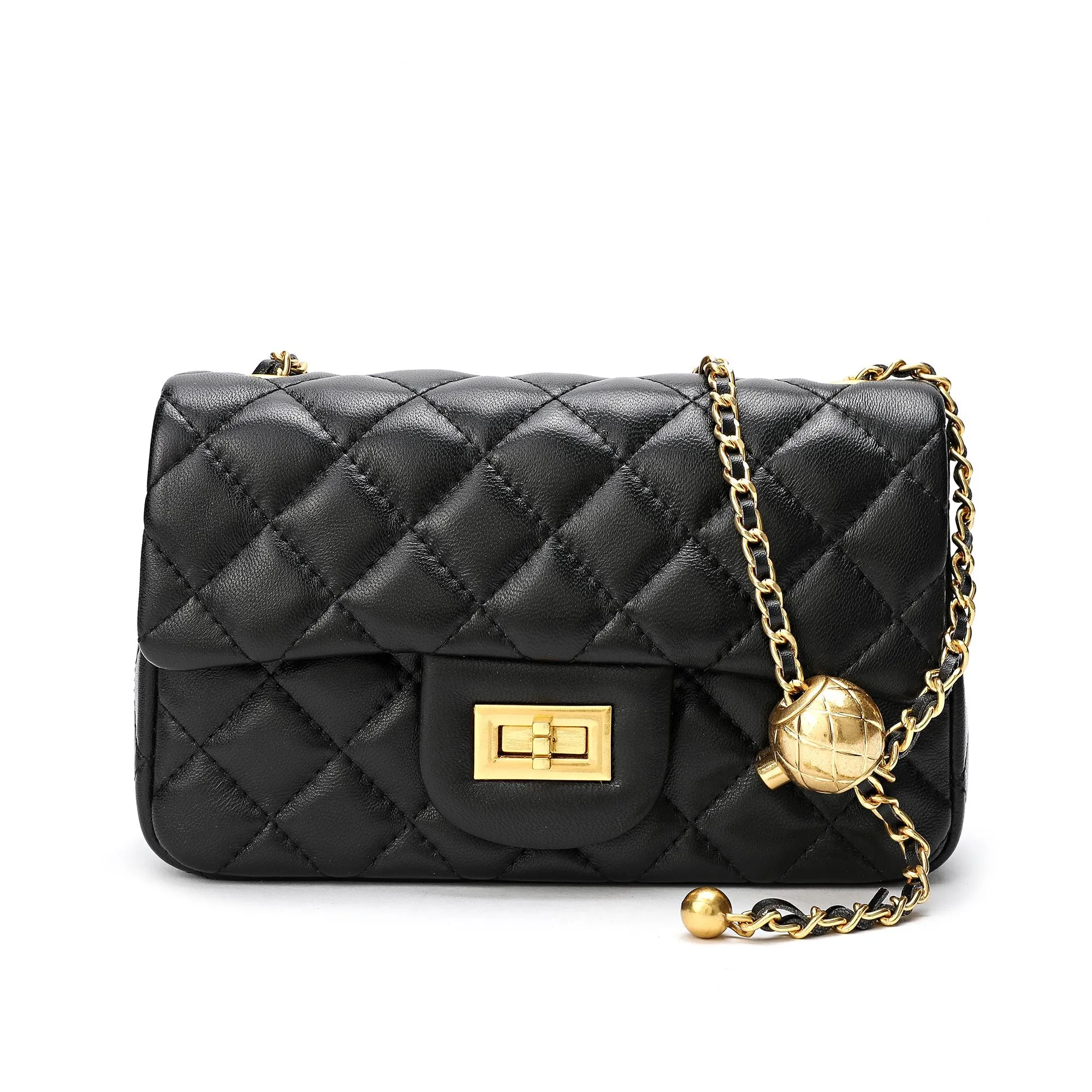 Tiffany & Fred Quilted Sheepskin Leather Crossbody Bag