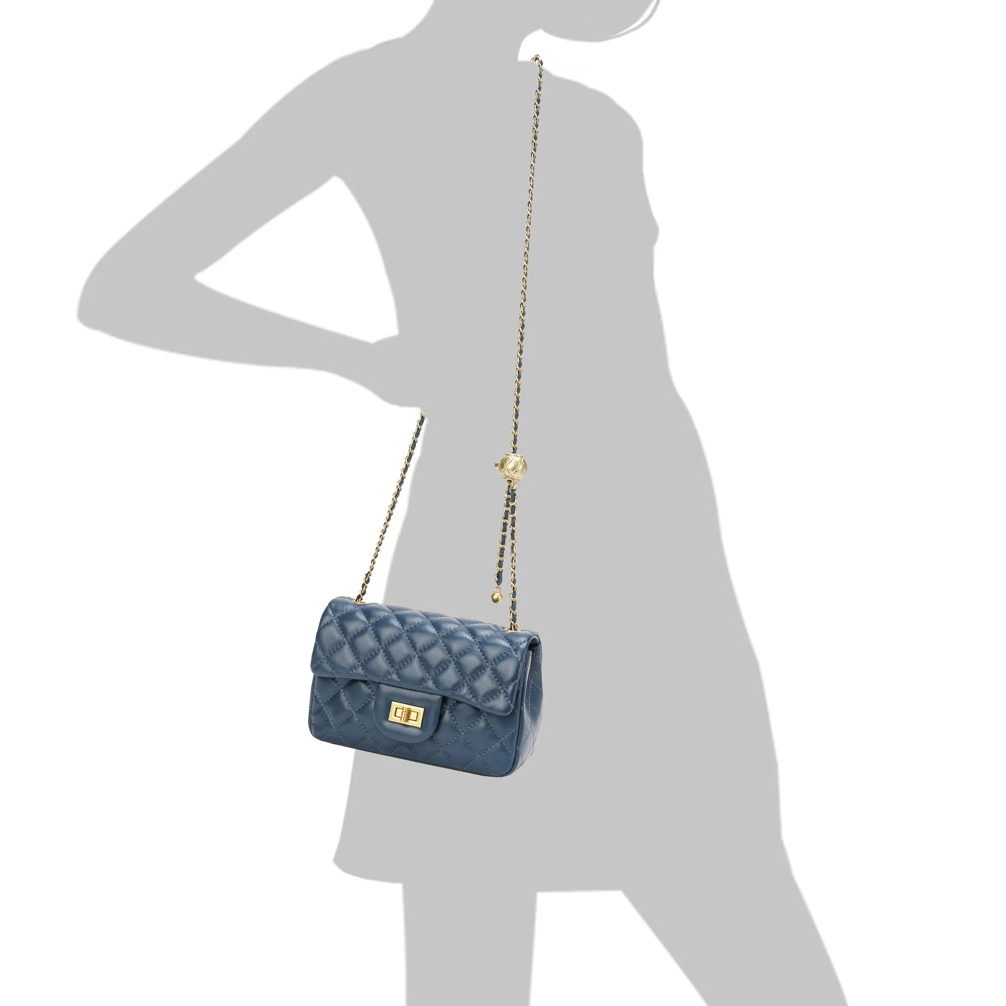 Tiffany & Fred Quilted Sheepskin Leather Crossbody Bag