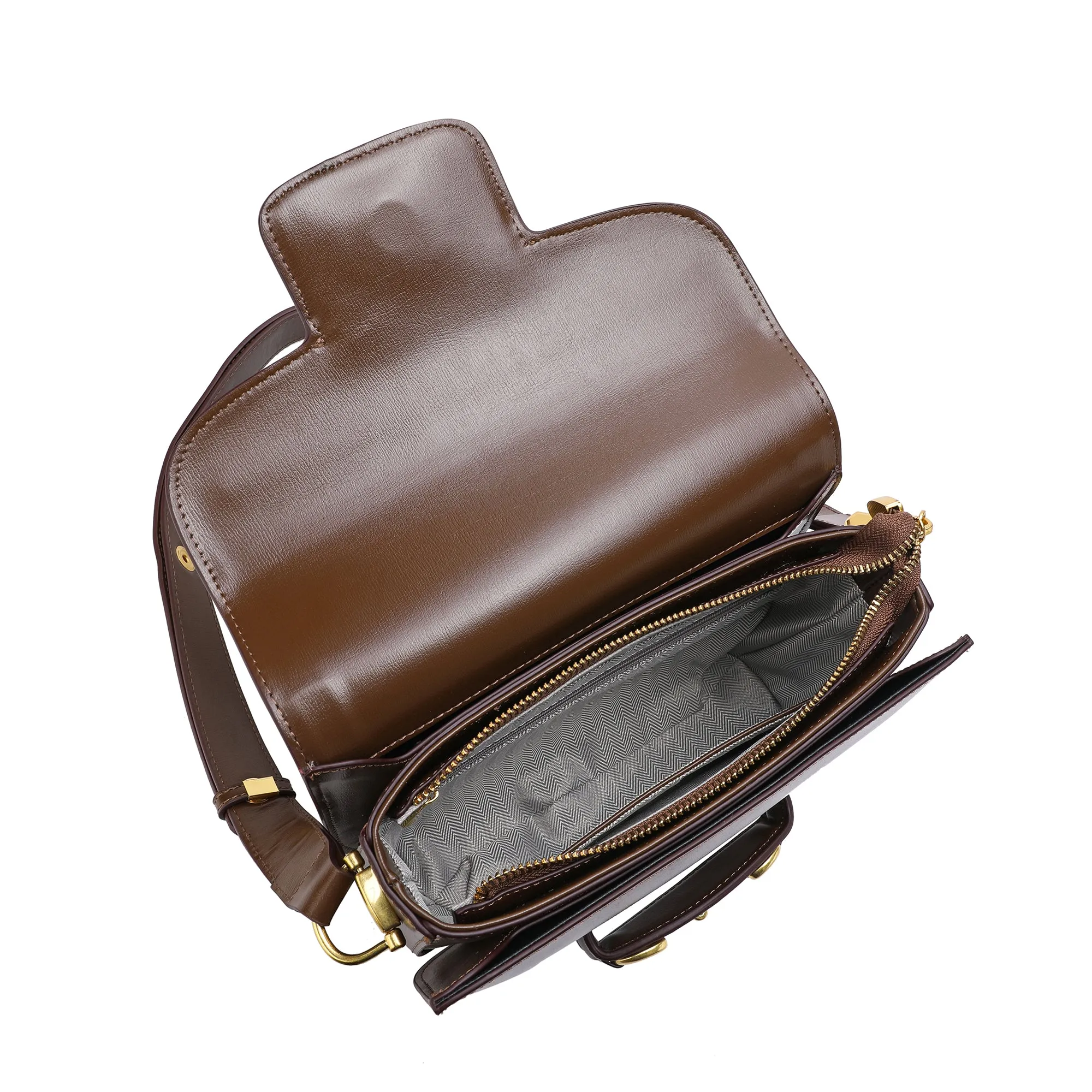 Tiffany & Fred Top-Grain Leather Foldover Messenger/Shoulder Bag