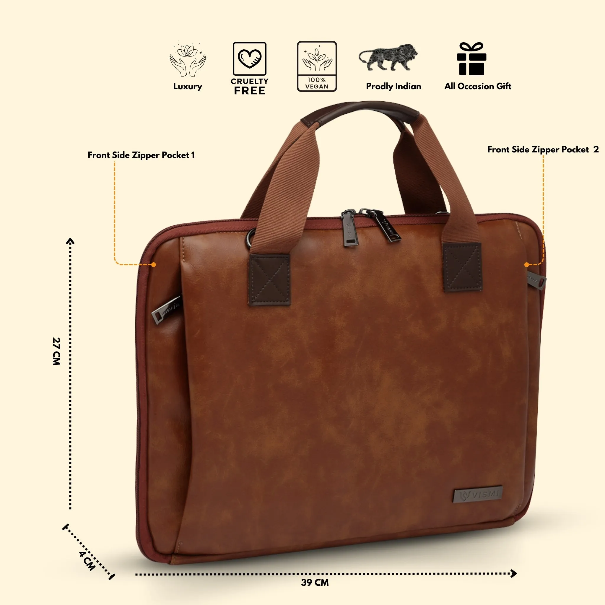 Timeless Unity Laptop Messenger Bag - Tan